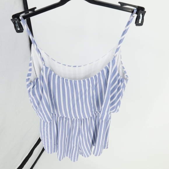 Abercrombie Fitch Blue White Striped Cami Romper Ruffle Tiered Waist Medium NWOT - Picture 6 of 7